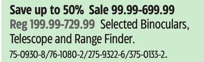 Selected Binoculars, Telescope and Range Finder
