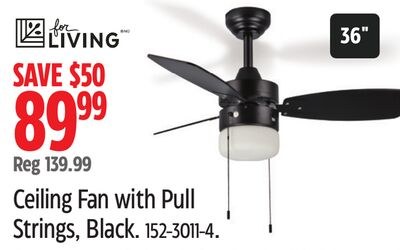 Ceiling Fan with Pull Strings, Black