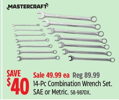 MASTERCRAFT 14-Pc Combination Wrench Set.