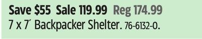 7 x 7´ Backpacker Shelter