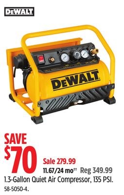 DEWALT 1.3-Gallon Quiet Air Compressor, 135 PSI