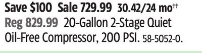 20-Gallon 2-Stage Quiet Oil-Free Compressor