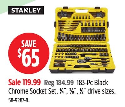 STANLEY 183-Pc Black Chrome Socket Set.