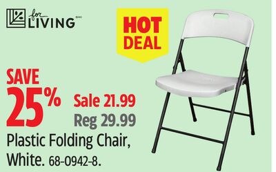 For Living Plastic Folding Chair, White