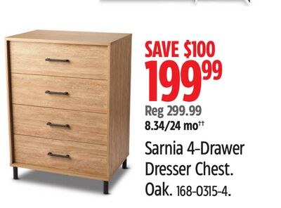 Sarnia 4-Drawer Dresser Chest.