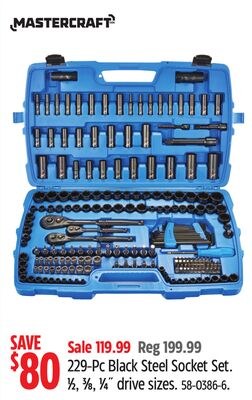 229-Pc Black Steel Socket Set