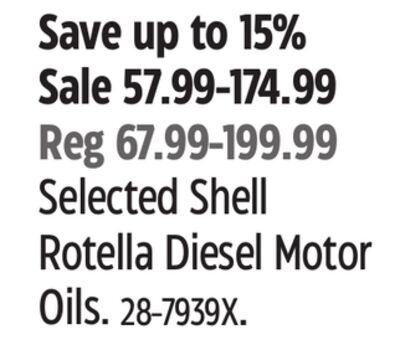 Selected Shell Rotella Diesel Motor Oils