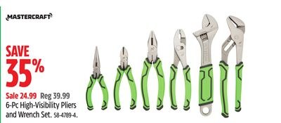 MASTERCRAFT 6-Pc High-Visibility Pliers and Wre…