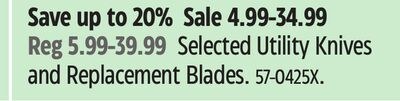 Selected Utility Knives and Replacement Blades