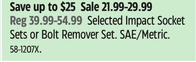 Selected Impact Socket Sets or Bolt Remover Set