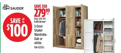 Sauder 3-Door Shaker Wardrobe