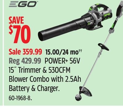 POWER+ 56V 15" Trimmer & 530CFM Blower Combo wi…