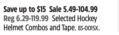 Selected Hockey Helmet Combos and Tape