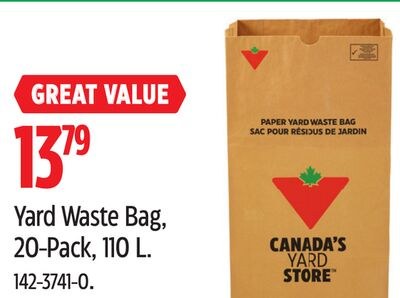Yard Waste Bag, 20-Pack, 110 L.