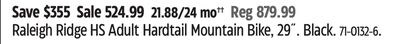 Raleigh Ridge HS Adult Hardtail Mountain Bike, …