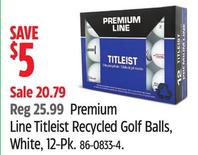 Premium Line Titleist Recycled Golf Balls, Whit…