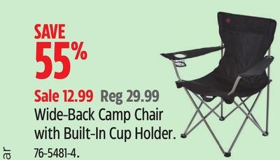 Wide-Back Camp Chair with Built-In Cup Holder