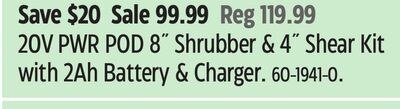 20V PWR POD 8˝ Shrubber & 4˝ Shear Kit with 2Ah…