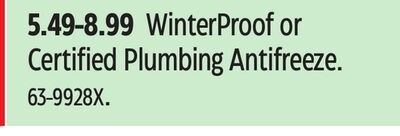 WinterProof or Certified Plumbing Antifreeze
