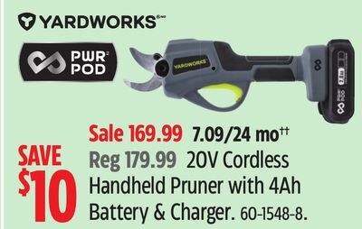 Yardworks 20V Cordless Handheld Pruner with 4Ah…