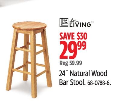 for LIVING 24˝ Natural Wood Bar Stool