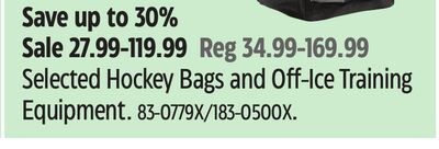 Selected Hockey Bags and Off-Ice Training Equip…
