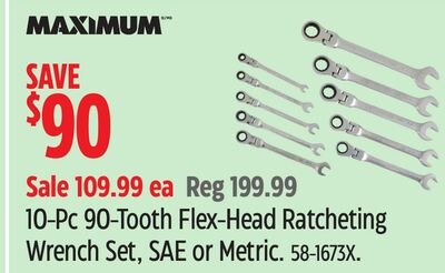 MAXIMUM 10-Pc 90-Tooth Flex-Head Ratcheting Wre…