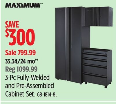 3-Pc Fully-Welded and Pre-Assembled Cabinet Set.