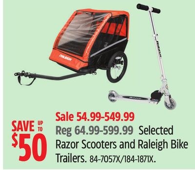 Selected Razor Scooters and Raleigh Bike Traile…