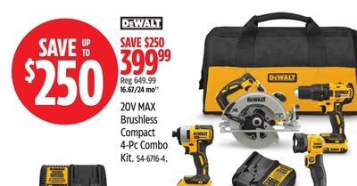 DEWALT 20V MAX Brushless Compact 4-Pc Combo Kit