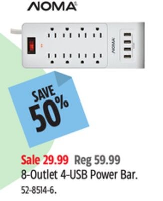 Noma 8-Outlet 4-USB Power Bar