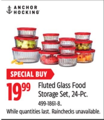 ANCHOR HOCKING Fluted Glass Food Storage Set, 2…