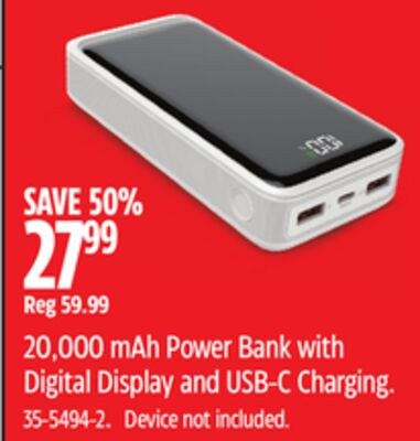 Bluehive 20,000 mAh Power Bank with Digital Dis…