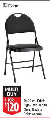 FOR LIVING Fabric High-Back Folding Chair