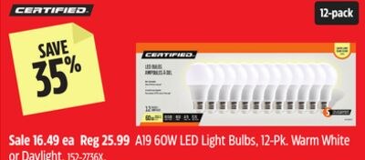CERTIFIED A19 60W LED Light Bulbs,