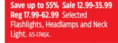 Selected Flashlights, Headlamps and Neck Light.