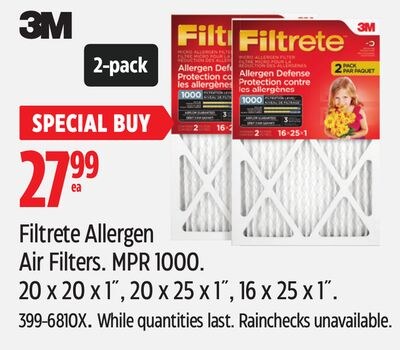 3M Filtrete Allergen Air Filters. MPR 1000.