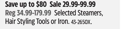 Selected Steamers, Hair Styling Tools or Iron