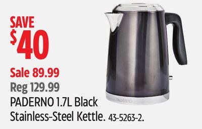 PADERNO 1.7L Black Stainless-Steel Kettle