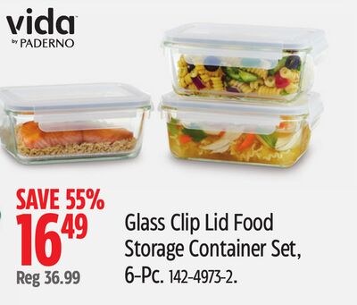 VIDA BY PADERNO Glass Clip Lid Food Storage Con…