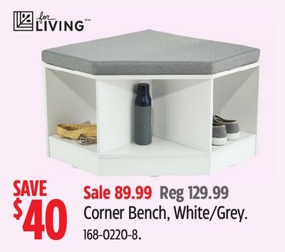 For Living Corner Bench, White/Grey