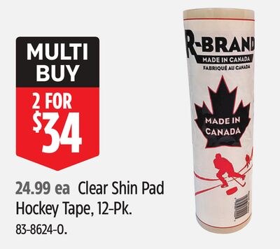 Clear Shin Pad Hockey Tape, 12-Pk.