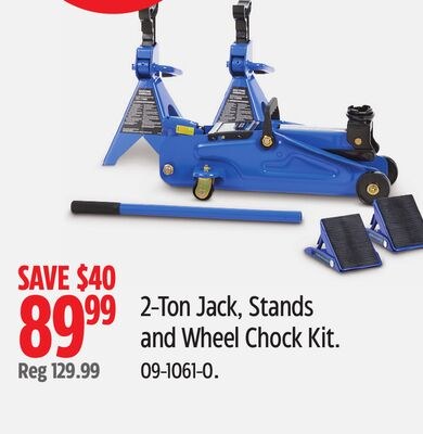 2-Ton Jack, Stands and Wheel Chock Kit.