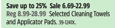 Selected Cleaning Towels and Applicator Pads