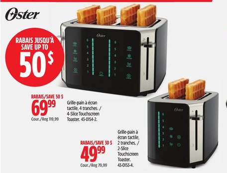 Oster Grille-pain à écran tactile 4 tranches