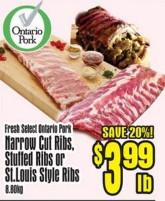 Fresh Select Ontario Pork Narrow Cut Ribs, Stuf…