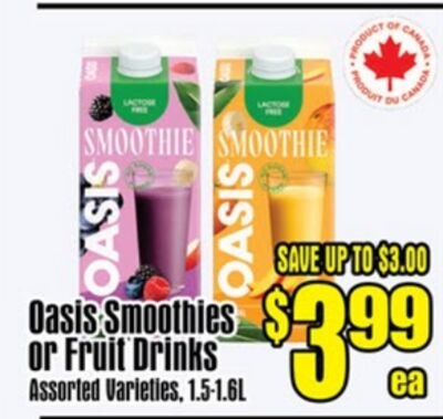 Oasis Smoothies or Fruit Drinks