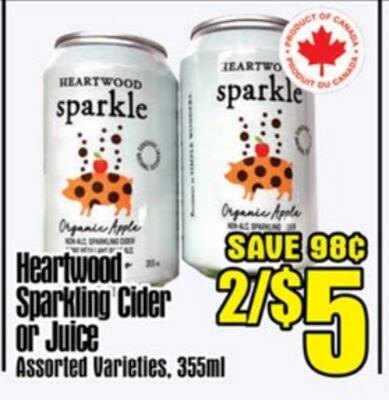 Heartwood Sparkling Cider or Juice