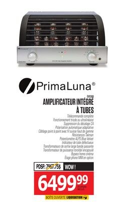 AMPLIFICATEUR INTÉGRÉ À TUBES PRIMALUNA
