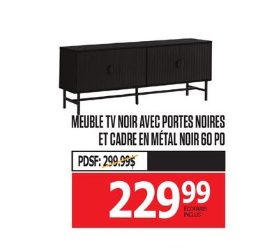 MEUBLE TV NOIR AVEC PORTES NOIRES ET CADRE EN M…